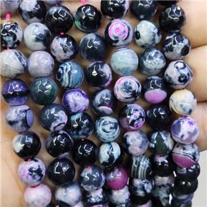 Purple Black Fire Agate Beads Faceted Round Dye, approx 10mm dia