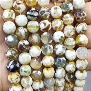Yellow Fire Agate Beads Faceted Round Dye, approx 10mm dia