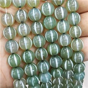 Tibetan Agate Round Beads Green Watermelon Smooth, approx 10mm dia