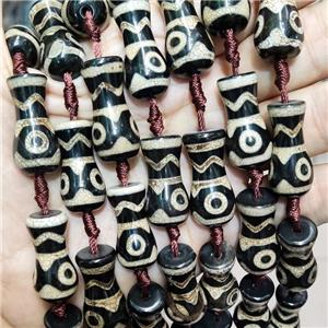 Tibetan Agate Bottle Beads Eye Black, approx 13-28mm, 10pcs per st