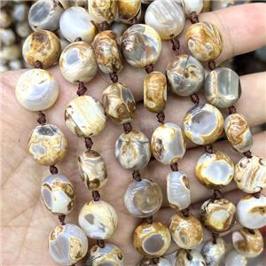 Yellow Fired Agate Button Beads Circle, approx 12mm