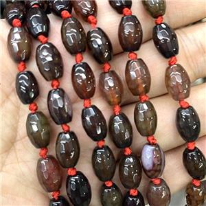 Natural Agate Rice Beads Faceted Deep Coffee Dye, approx 8-12mm