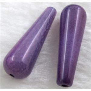 Natural dragon veins Agate bead, teardrop, purple dye, 14x40mm, 9pcs per st