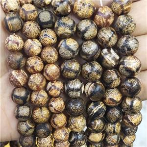 Tibetan Agate Beads Round Antique Tortoise, approx 10mm