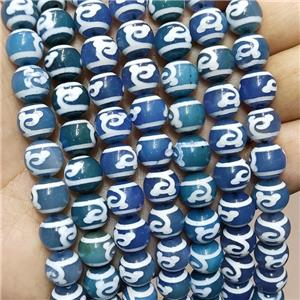 Tibetan Agate Beads Blue Smooth Round, approx 10mm dia