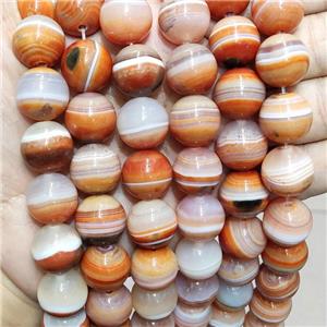 Natural Stripe Agate Beads Red Smooth Round, approx 18mm, 20pcs per st