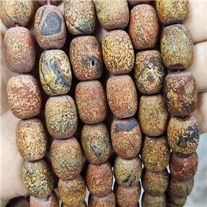Natural Agate Beads Barrel Brown Dye, approx 13-18mm, 22pcs per st