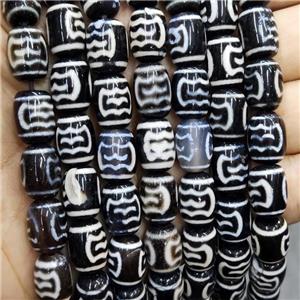 Tibetan Dzi Agate Beads Barrel, approx 10-14mm, 28pcs per st
