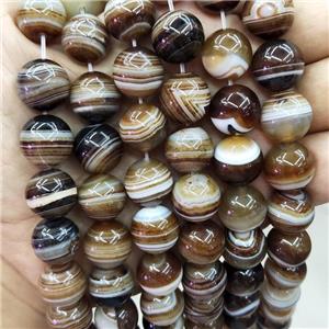 Natural Coffee Stripe Agate Beads Smooth Round, approx 14mm dia