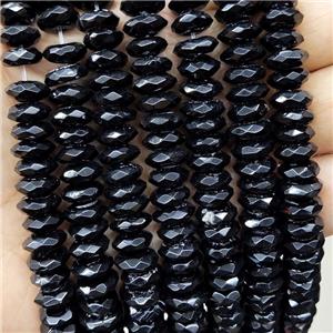 Natural Black Onyx Agate Beads Faceted Rondelle B-Grade, approx 4-10mm