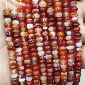 Natural Red Stripe Agate Rondelle Beads Smooth, approx 4-6mm
