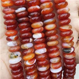 Natural Red Stripe Agate Rondelle Beads Smooth, approx 4-10mm