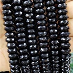 Natural Black Onyx Agate Beads Faceted Rondelle, approx 6-12mm
