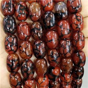 Natural Dragon Veins Agate Barrel Beads Red, approx 13-18mm