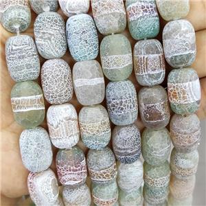Crackle Agate Barrel Beads Frosted, approx 13-18mm