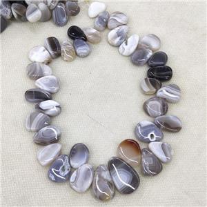 Natural Botswana Agate Beads Gray Teardrop Graduated Topdrilled, approx 15-30mm