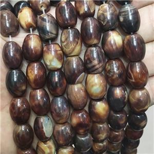 Natural Agate Barrel Beads Brown Dye, approx 12-16mm