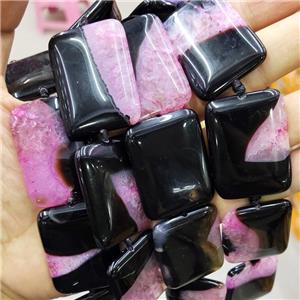 Agate Druzy Rectangle Beads Pink, approx 30-40mm, 9pcs per st