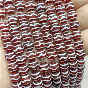 Tibetan Agate Beads Smooth Round Red, approx 8mm dia