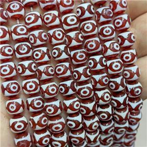 Tibetan Agate Beads Smooth Round Red Evil Eye, approx 8mm dia