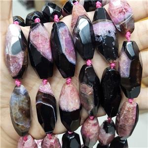Druzy Agate Beads Faceted Rice Pink Dye, approx 15-40mm, 9pcs per st