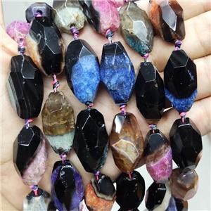Druzy Agate Beads Faceted Rice Dye Mix Color, approx 15-30mm, 12pcs per st