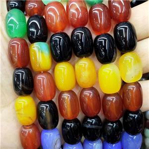 Natural Agate Barrel Beads Dye Mixed Color, approx 13-18mm, 22pcs per st