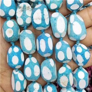 Agate Beads Freeform Blue Dye Dalmatian, approx 15-25mm, 13-14pcs per st