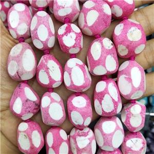Agate Beads Freeform Pink Dye Dalmatian, approx 15-25mm, 13-14pcs per st