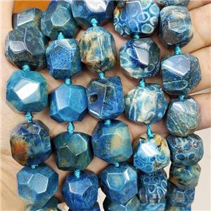 Blue Coral Fossil Beads Freeform Dye, approx 15-18mm