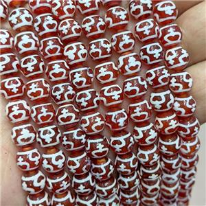 Tibetan Agate Beads Smooth Round Red, approx 8mm dia