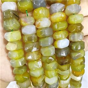 Natural Agate Beads Faceted Rondelle Olive Dye, approx 8-15mm