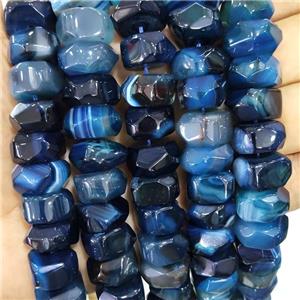 Natural Agate Beads Faceted Rondelle Blue Dye, approx 8-15mm