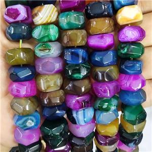 Natural Agate Beads Faceted Rondelle Dye Mixed Color, approx 8-15mm