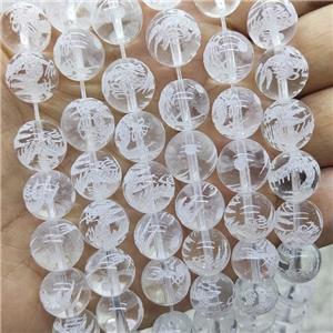 Natural Clear Quartz Beads Round Carved, approx 8mm dia