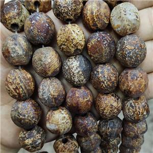 Natural Agate Beads Lantern Brown Dye, approx 18mm dia
