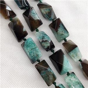 Natural Agate Druzy Rectangle Beads Green Dye Point, approx 20-30mm