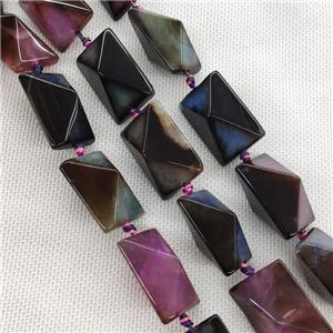 Natural Agate Rectangle Beads Dye Mixed Color Point, approx 20-30mm