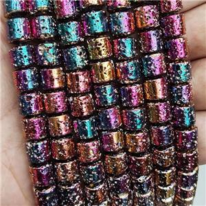 Assembled Lava Column Beads Multicolor Electroplated, approx 8mm