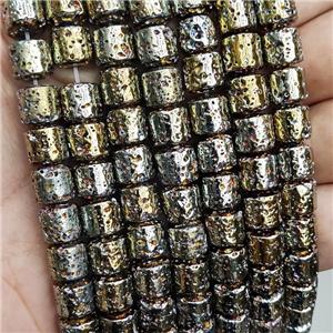 Assembled Lava Column Beads Gold Electroplated, approx 8mm
