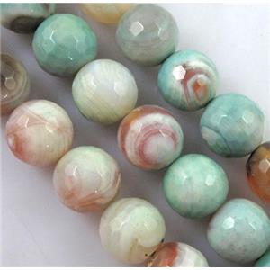 green Agate Stone Beads, faceted round, amazonited, 12mm dia, approx 32pcs per st