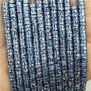Assembled Lava Heishi Beads Silver Blue Electroplated, approx 4mm