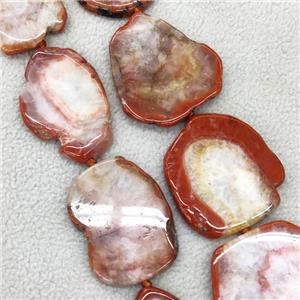 Red Agate Druzy Slice Beads Freeform Natural Color, approx 30-60mm