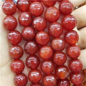 Natural Agate Beads Red Dye Faceted Round, approx 14mm dia