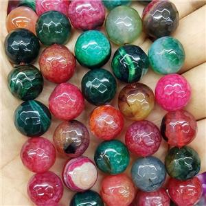 Natural Agate Beads Mix Color Dye Faceted Round, approx 14mm dia