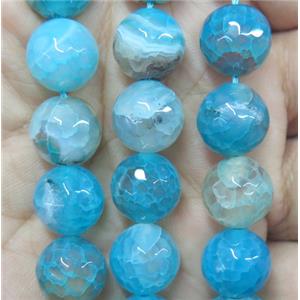 Agate bead, faceted round, aqua, 10mm dia, approx 39pcs per st