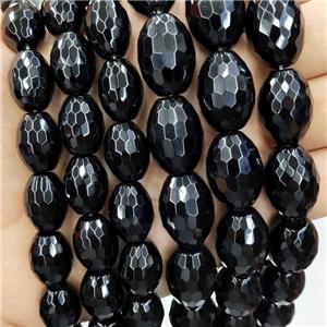 Natural Black Onyx Agate Beads Faceted Barrel, approx 15x20mm