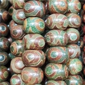 Tibetan Agate Beads Smooth Round Green Eye, approx 15-20mm, 22pcs per st