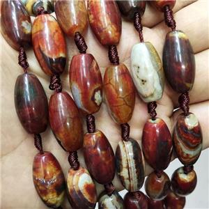 Natural Agate Beads Rice Red Dye, approx 13-25mm, 11pcs per st
