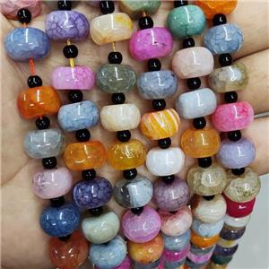 Natural Agate Beads Mix Color Dye Smooth Rondelle, approx 8-13mm